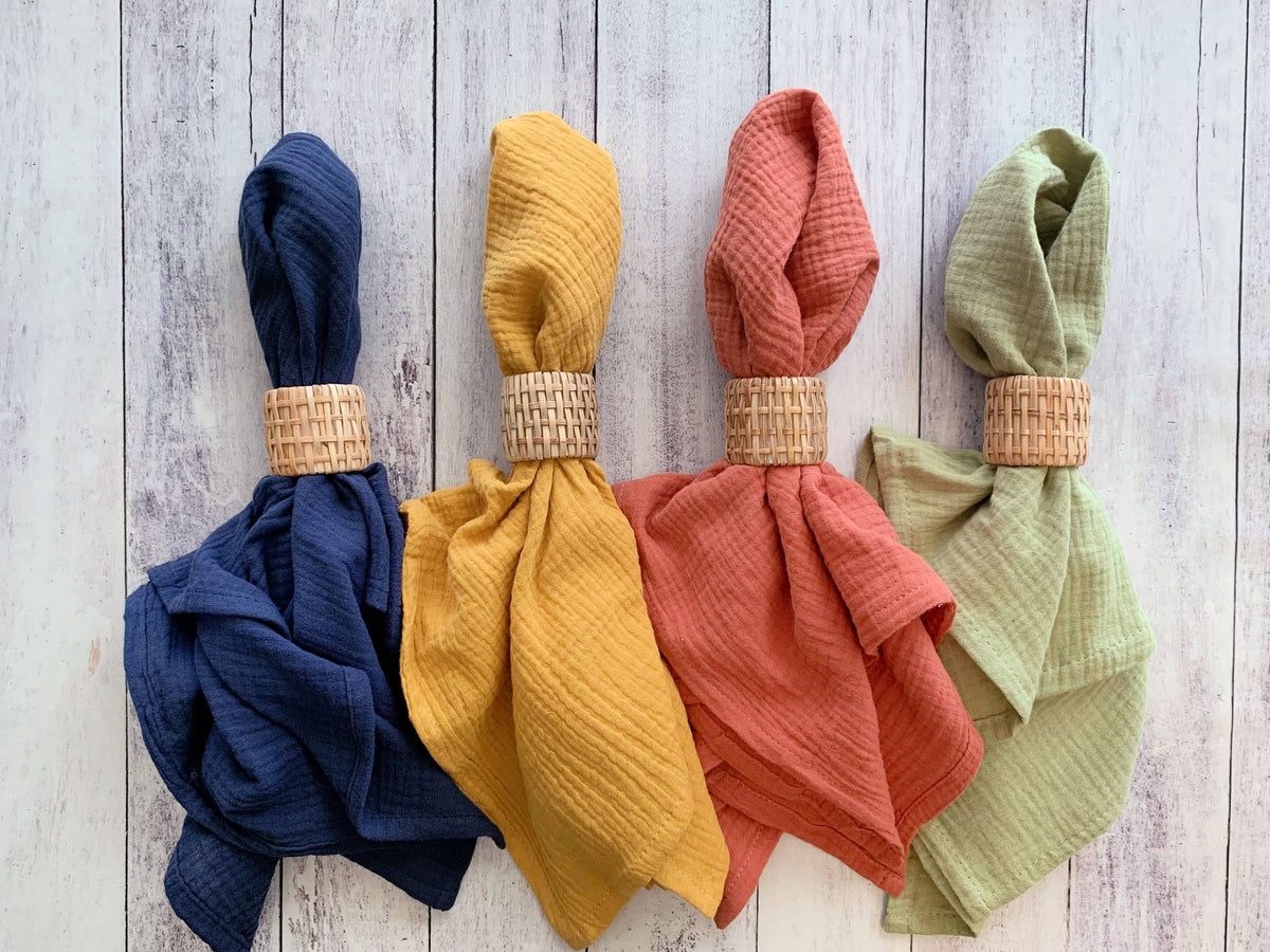 The Gathered Table Rattan Napkin Rings — Set of Four