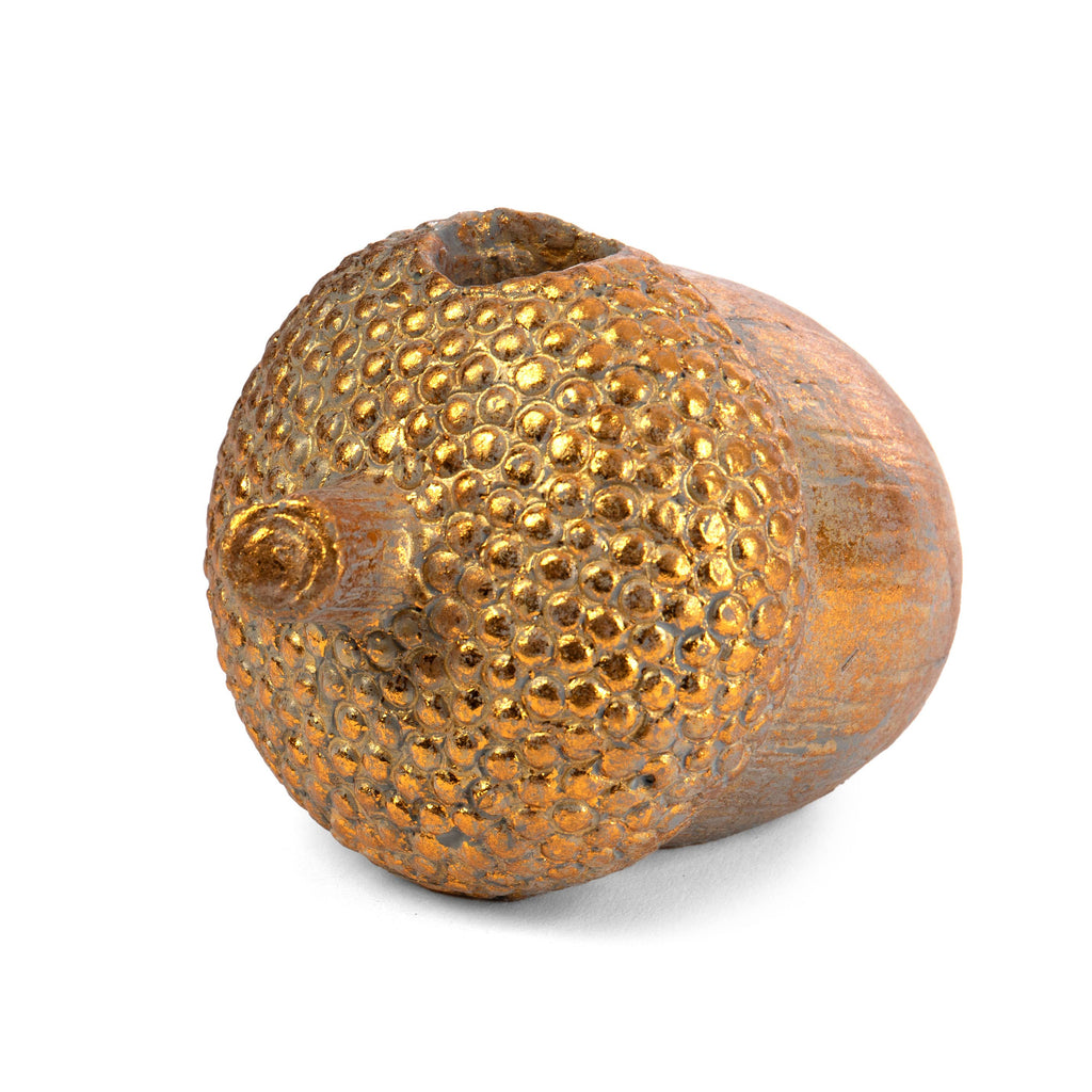 Gold Cement Acorn Candle Holder