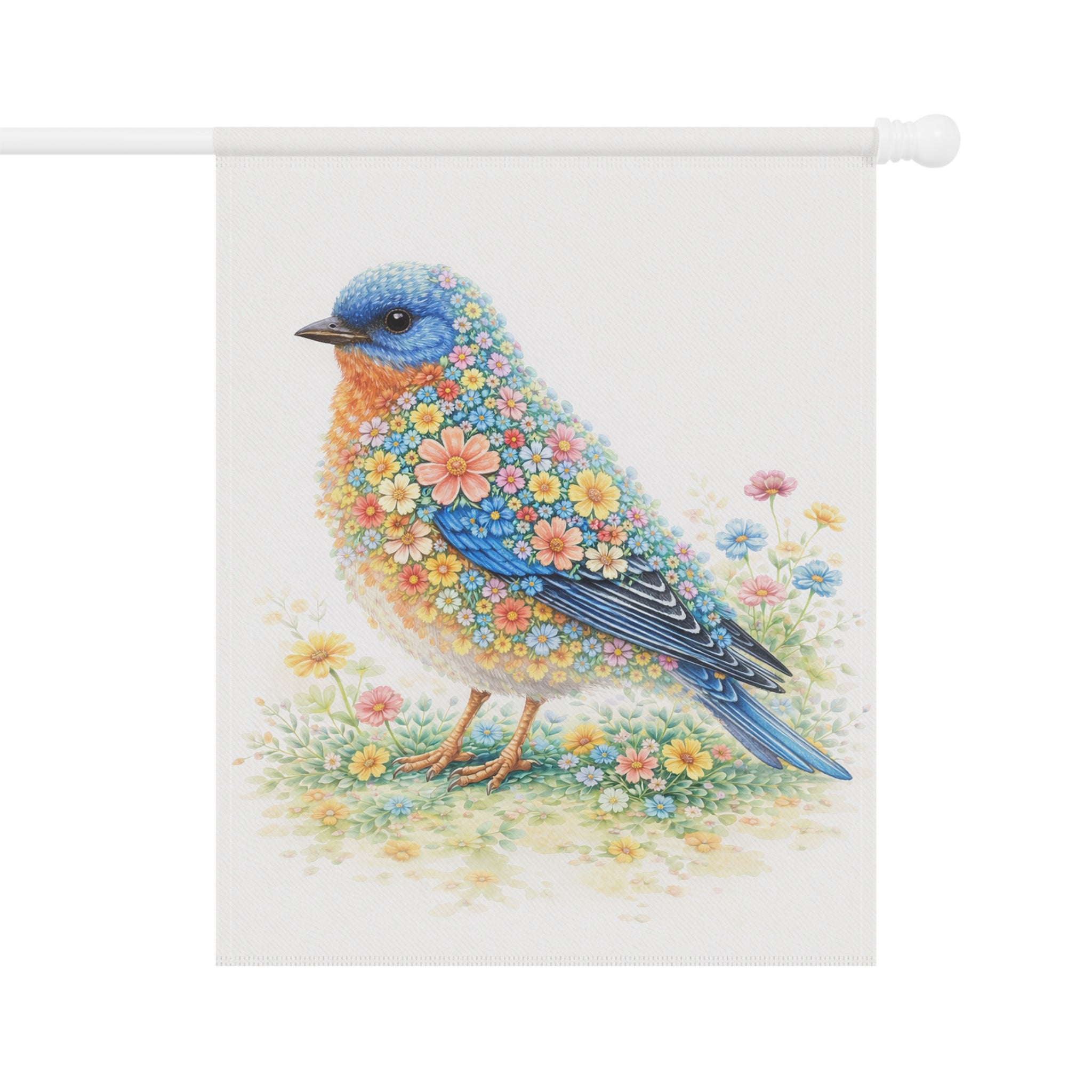 Bluebird Garden Flag and Banner -  Floral Cottage Spring Banner