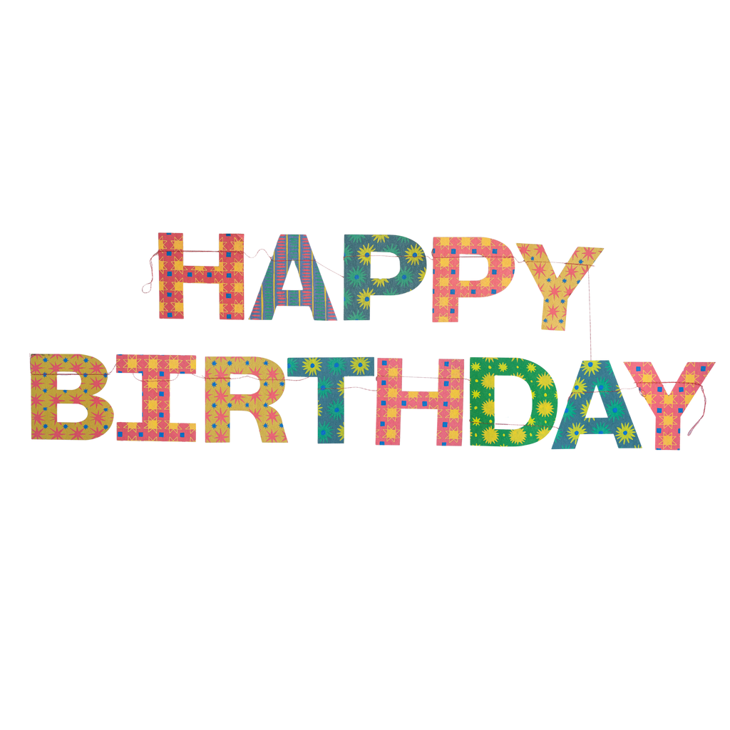 The Bright &amp; Happy Birthday Hand-Sewn Paper Garland