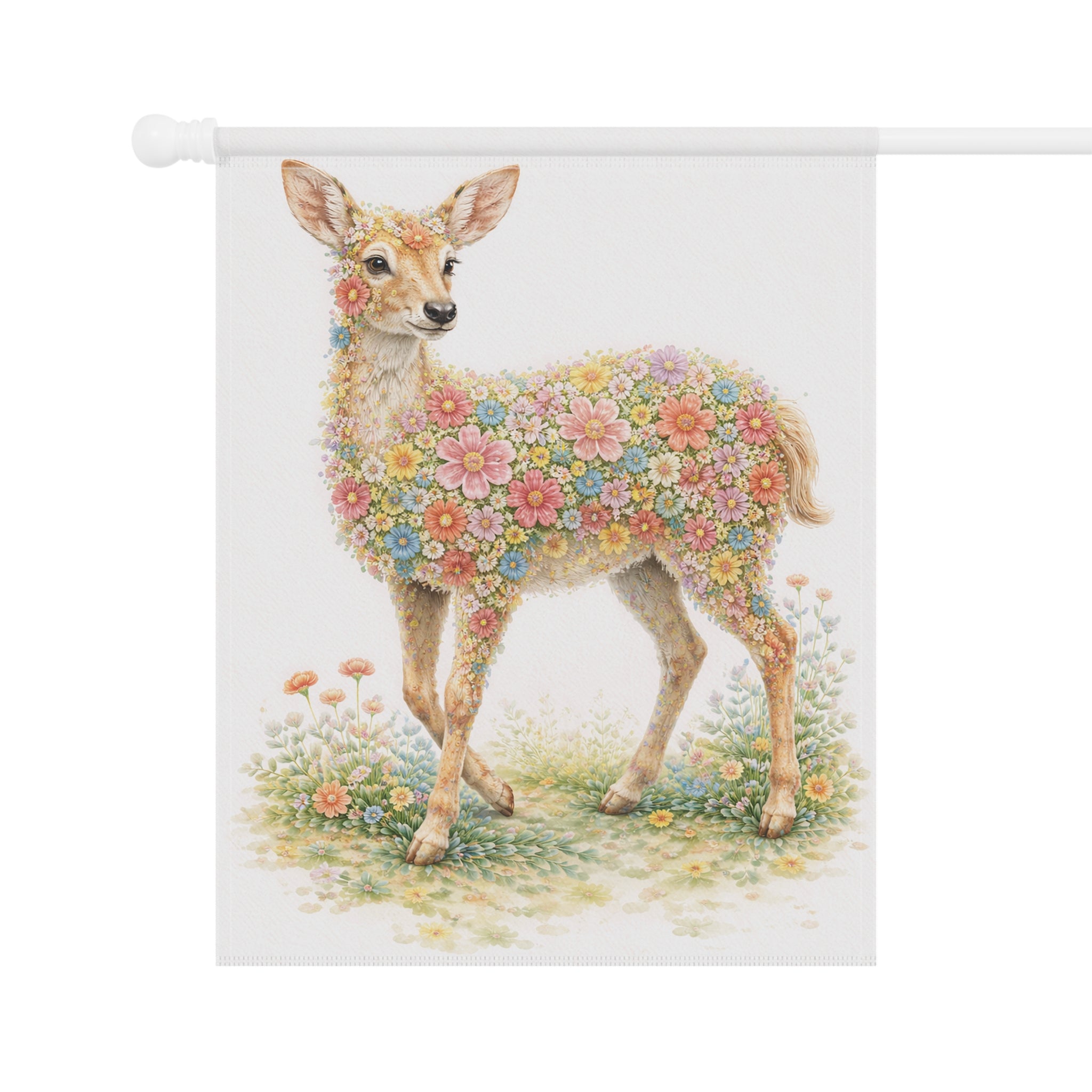 Floral Deer Garden Flag and Banner — Cottage Garden Banner