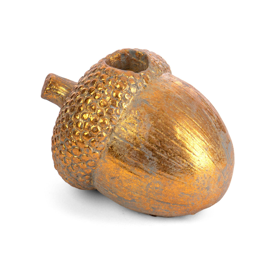 Gold Cement Acorn Candle Holder