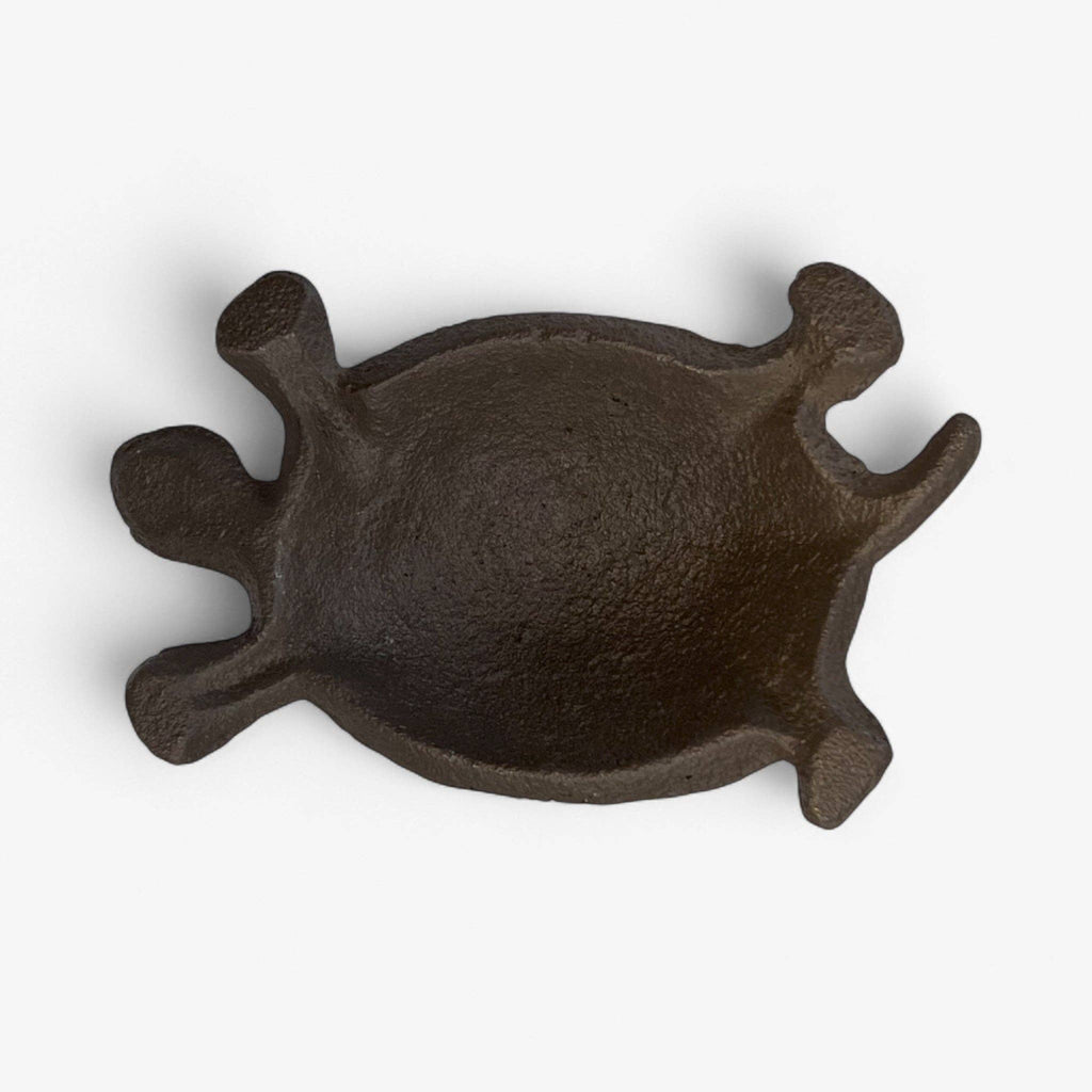 Turtle Garden Statue, Cast Iron, Rustic Outdoor Figurine, 5"
