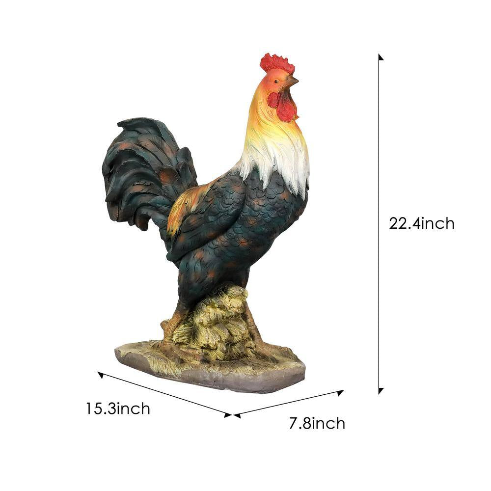 22.4 In. Rooster Garden Statues- Large Concrete Garden Sculptures and Statues Chicken Decorations for Outdoor Home Decor