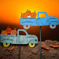 Vintage pickup truck pumpkins Fall garden stake Halloween