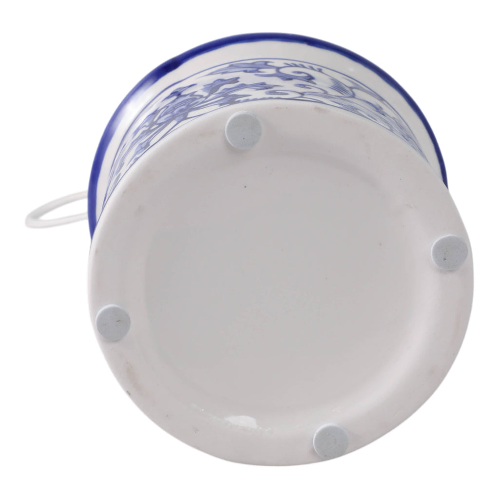 Decorative Jar - White/Blue Ceramic Chinoiserie Bird House,8