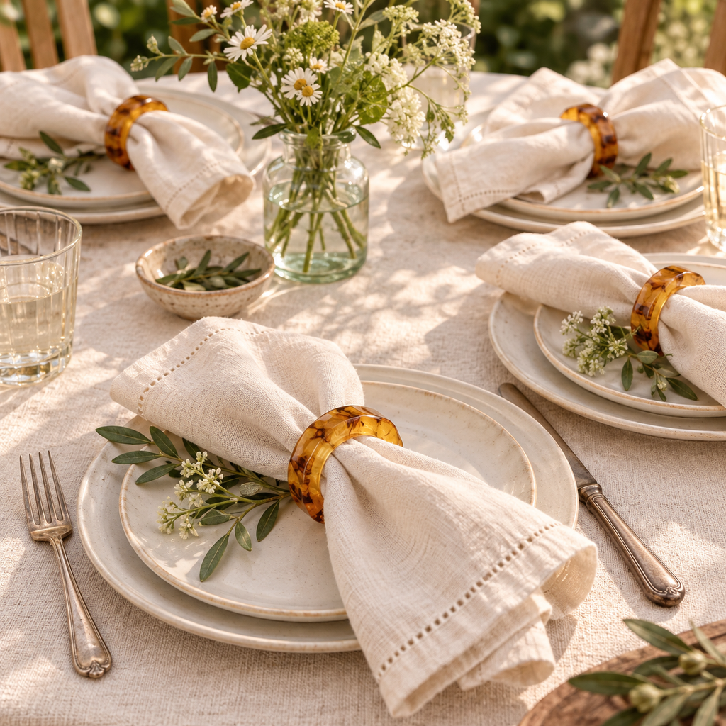 The Honey Tortoise Napkin Rings — Set of Four
