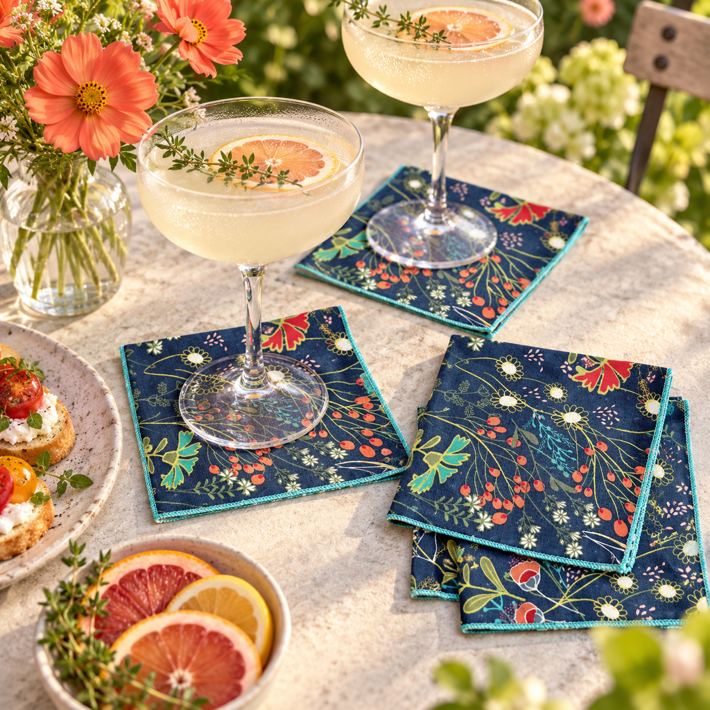The Pretty Peacock Cocktail Napkins — Set of Four