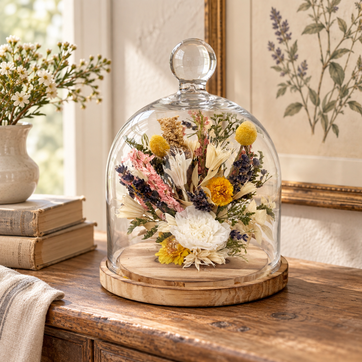 The White Carnation & Lavender Botanical Cloche