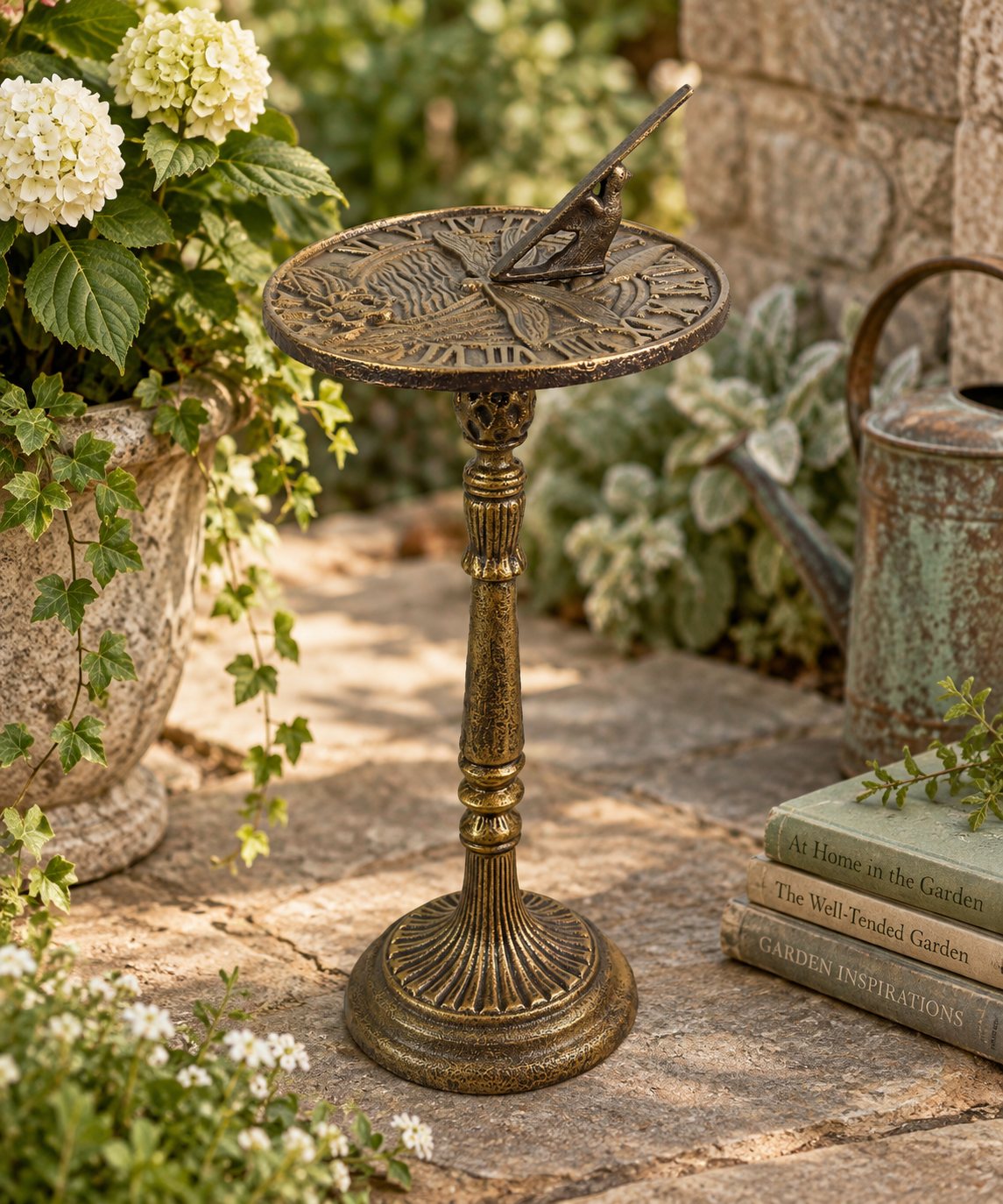 Cast Iron Bronze Dragonfly Sundial