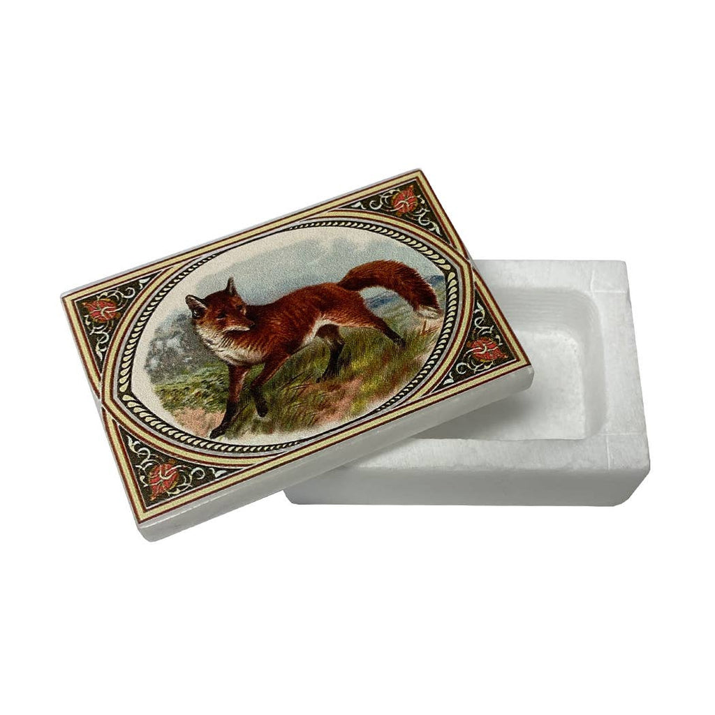 Red Fox Printed Soapstone Box | Jewelry storage