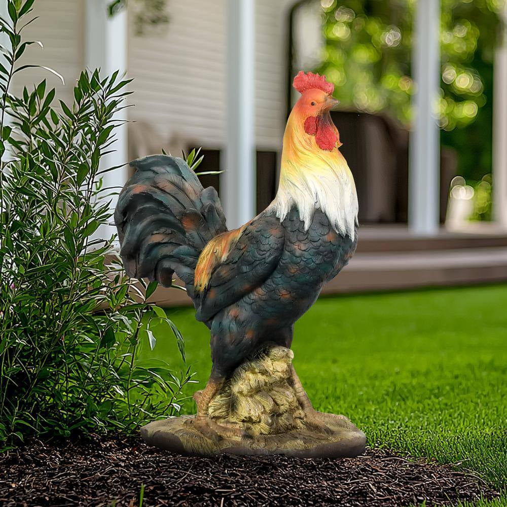22.4 In. Rooster Garden Statues- Large Concrete Garden Sculptures and Statues Chicken Decorations for Outdoor Home Decor