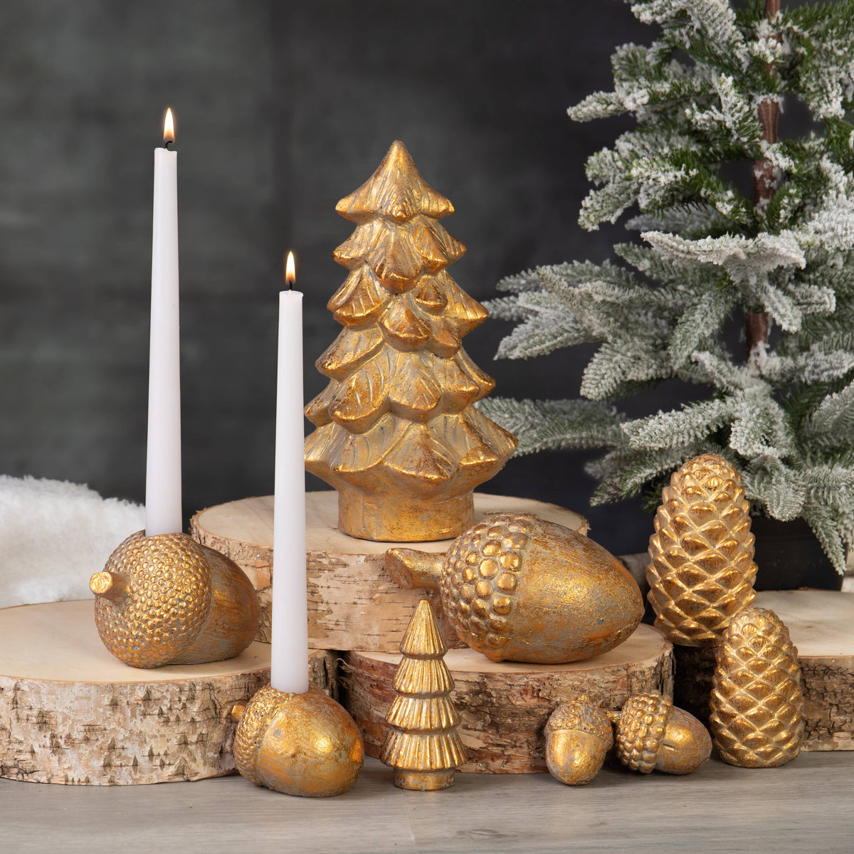 Gold Cement Pinecone Decor