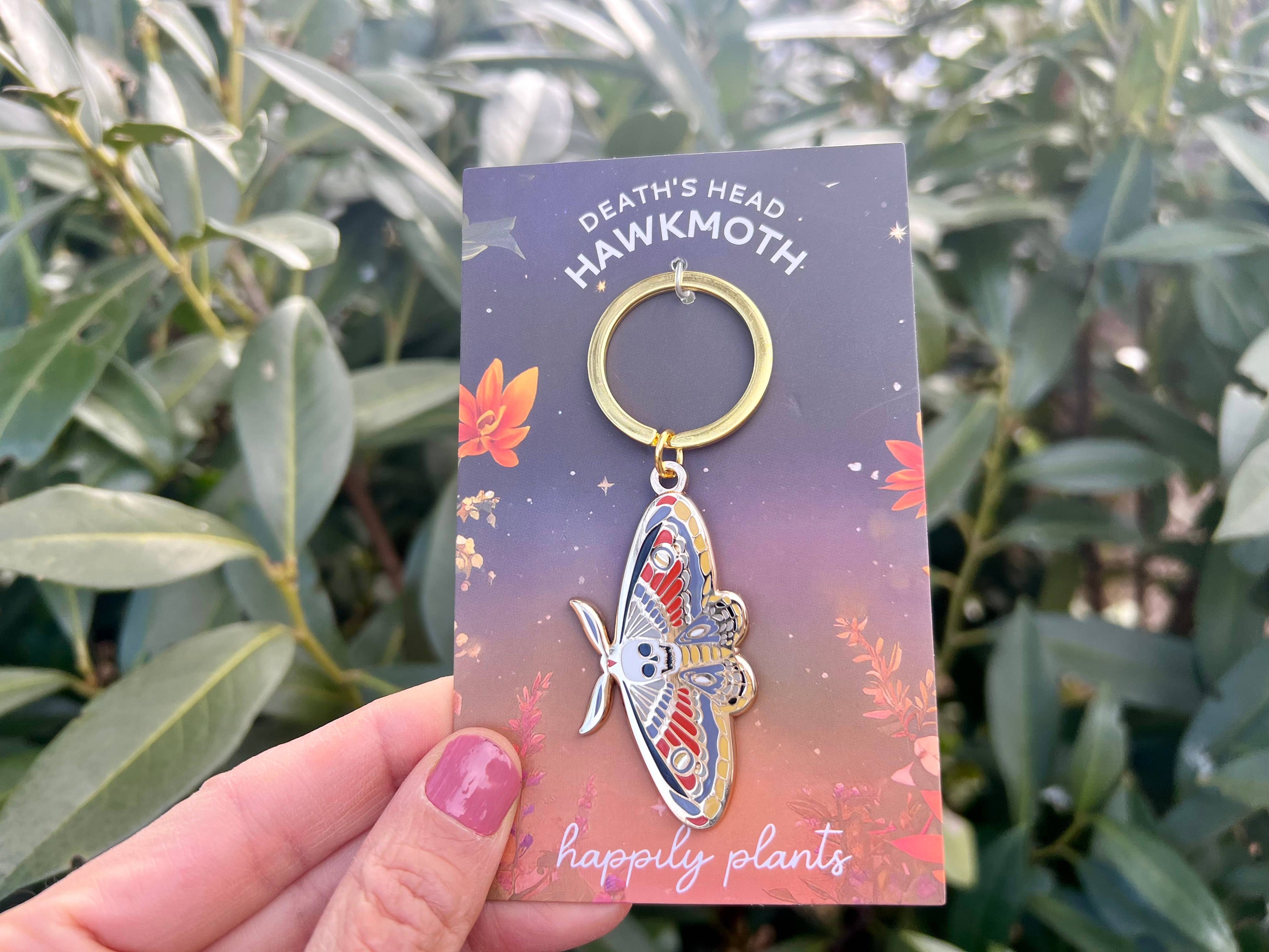 Death’s Head Hawkmoth Keychain Charm,   Spring Goth Gifts