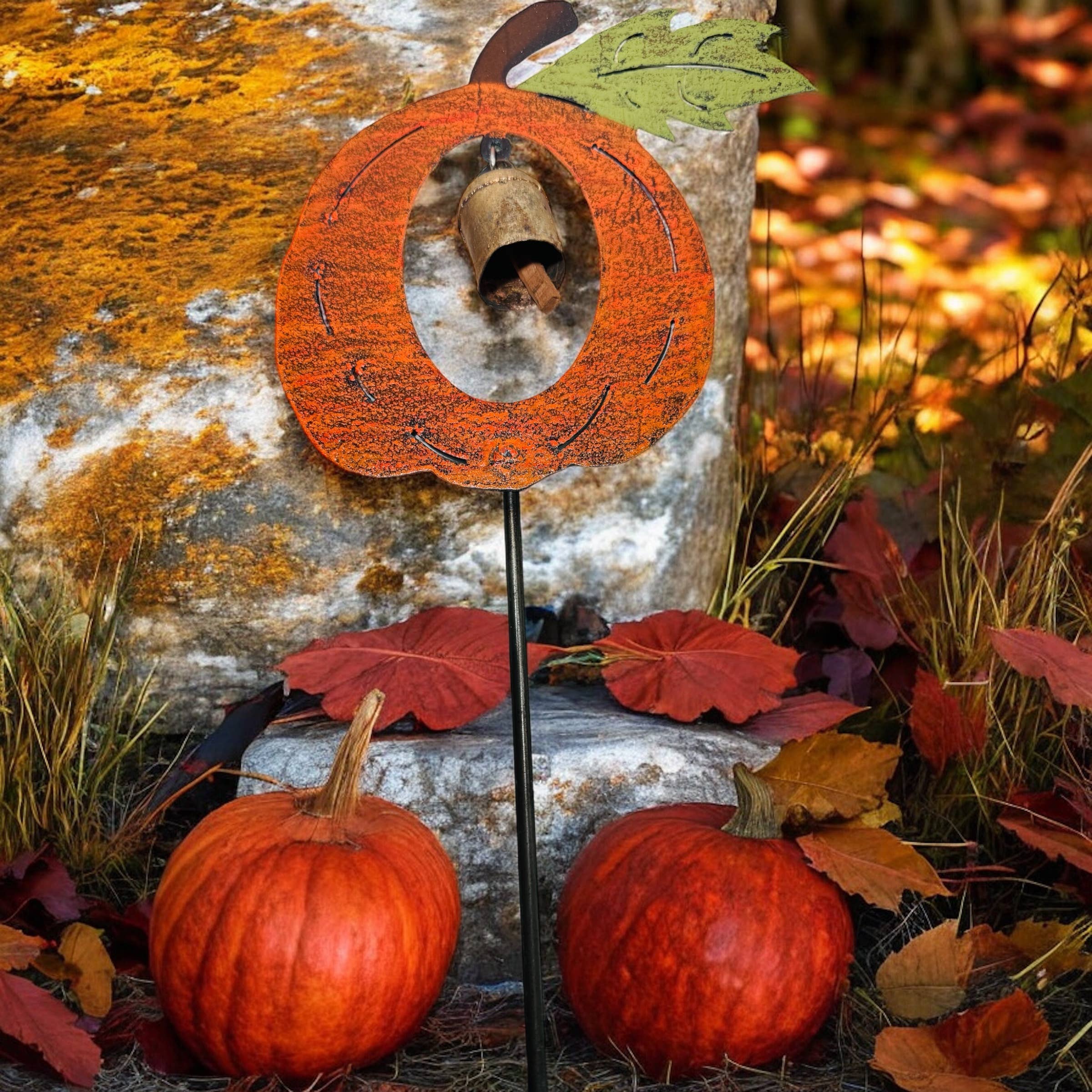 Pumpkin plant stake Nana bell cute metal gifts wind chime