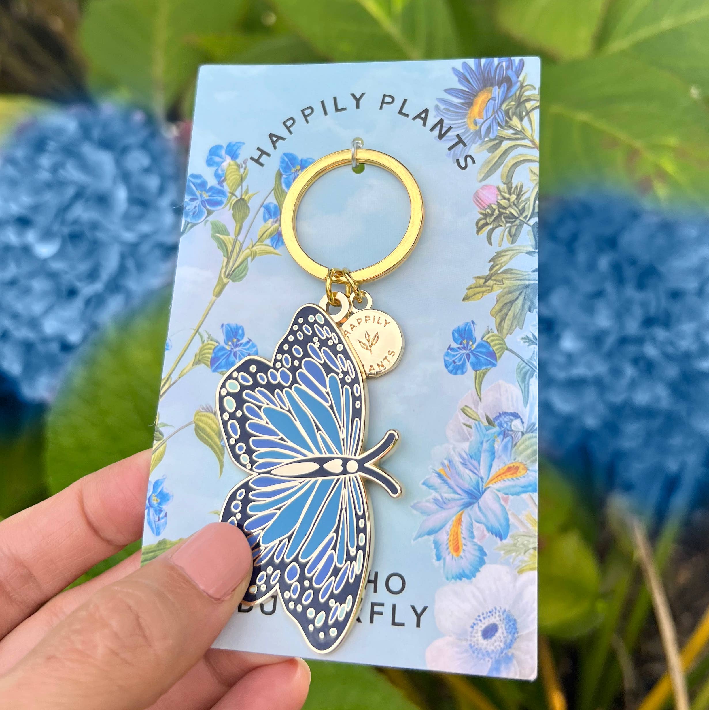Blue Morpho Butterfly Keychain & Bag Charm, Spring Gifts