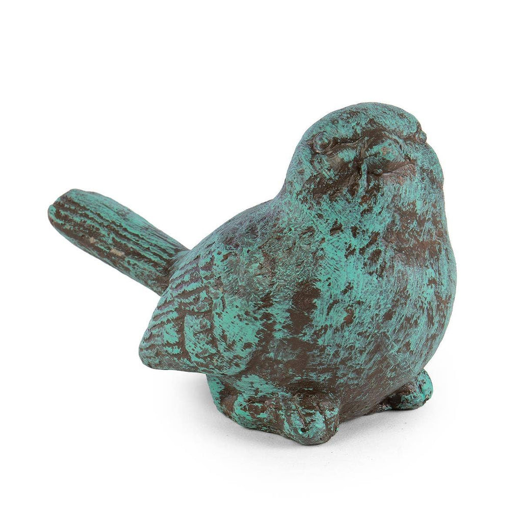 Turquoise Distressed Cement Bird Figurine