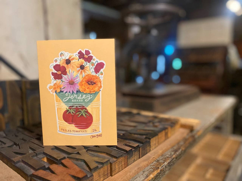 NJ Greeting Card Set Featuring Wildflowers and Vintage Cans