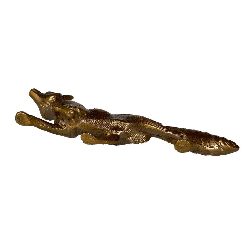 Solid Antiqued Brass Running Fox Tabletop Desk Decor
