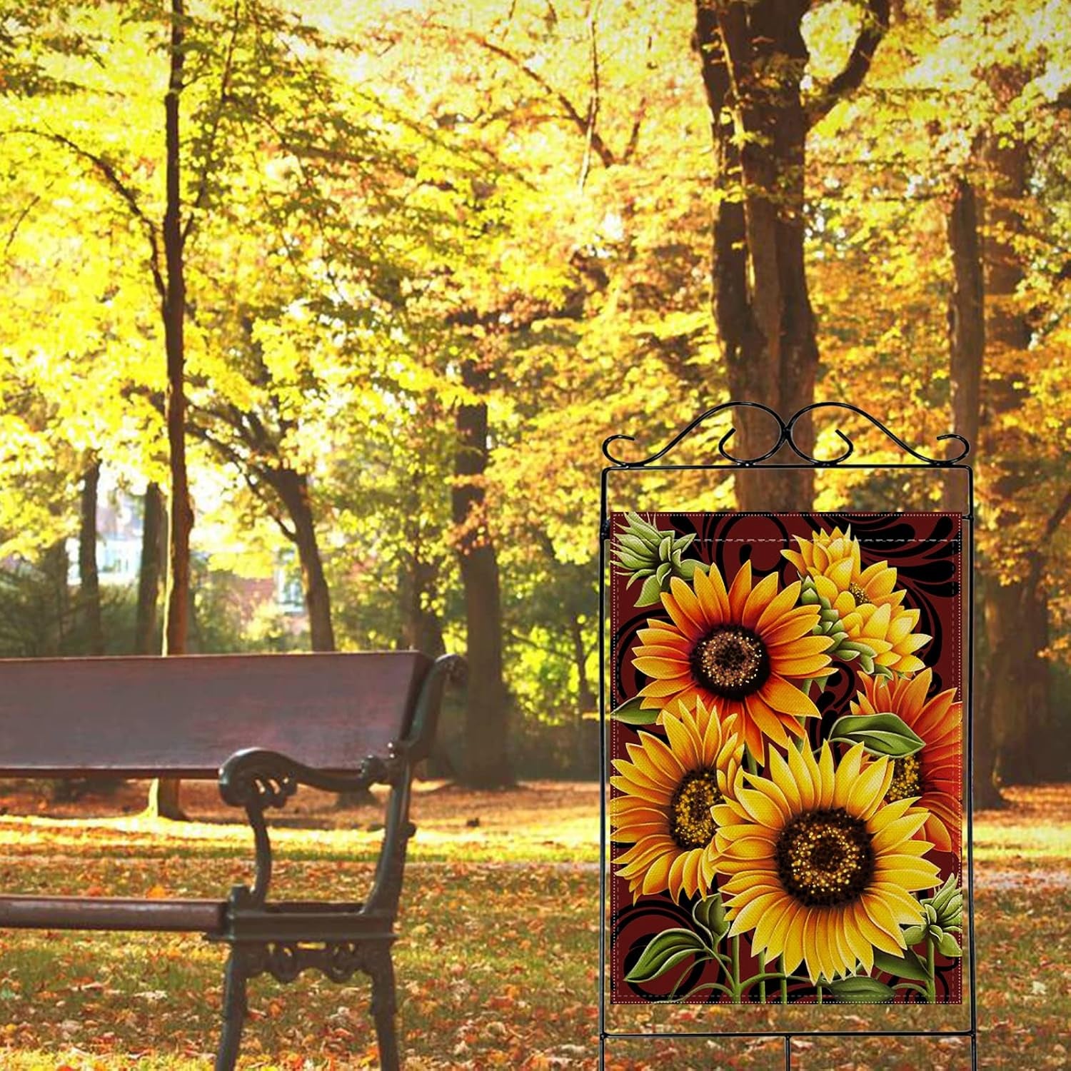 Home Decorative Sunflowers House Flag, Summer Fall Garden Yard Outdoor Welcome Decor Autumn Vintage outside Flower Decoration Sign, Farmhouse Seasonal Large Burlap Flag Double Sided 28 X 40