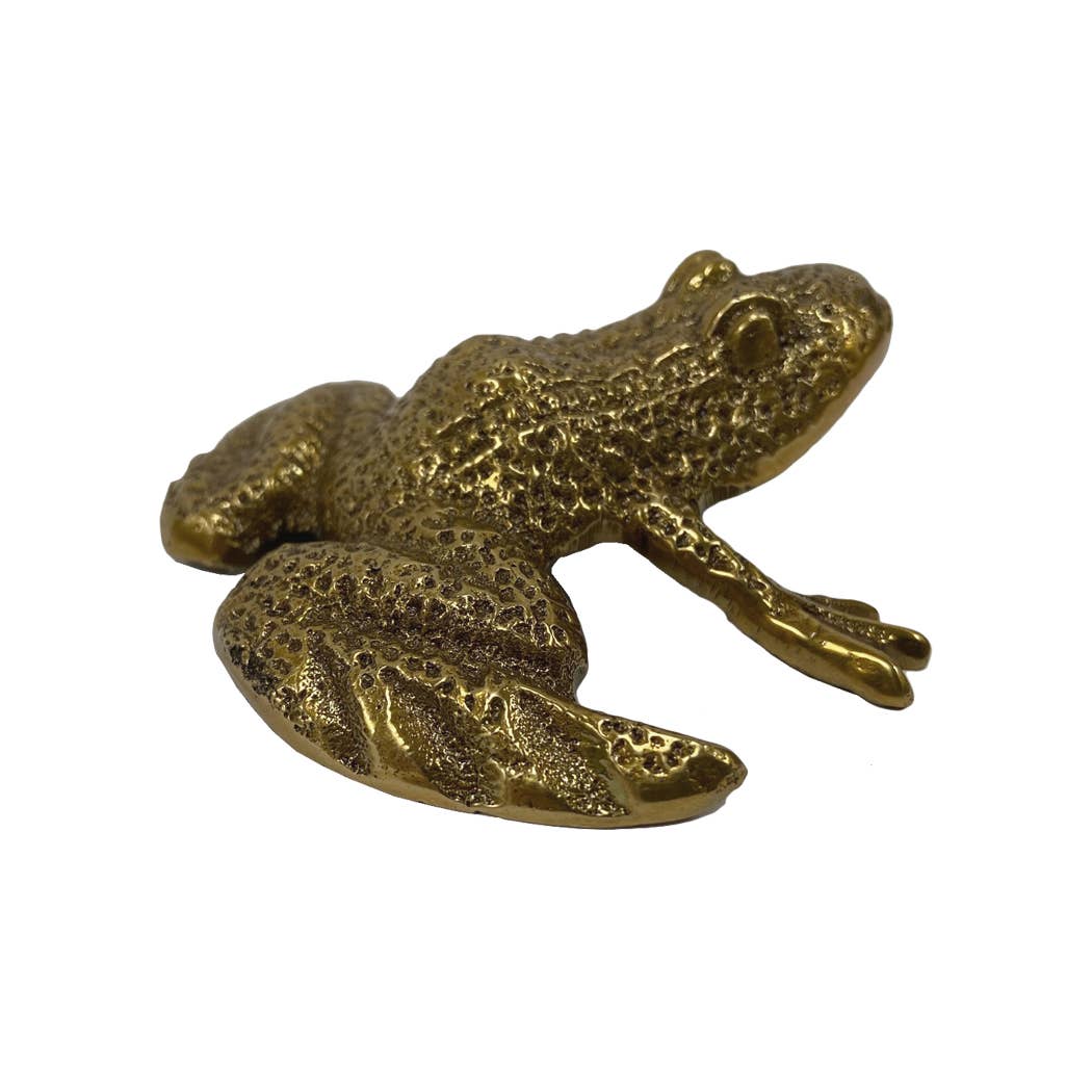 Antiqued Solid Brass Frog Tabletop Decor | Home accents