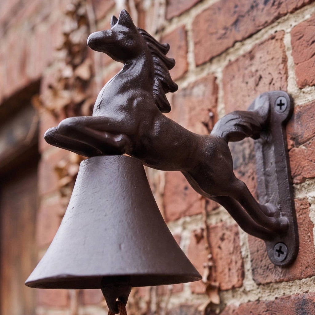 Horse Doorbell, Antique Brown Cast Iron, Porch Bell, 8"