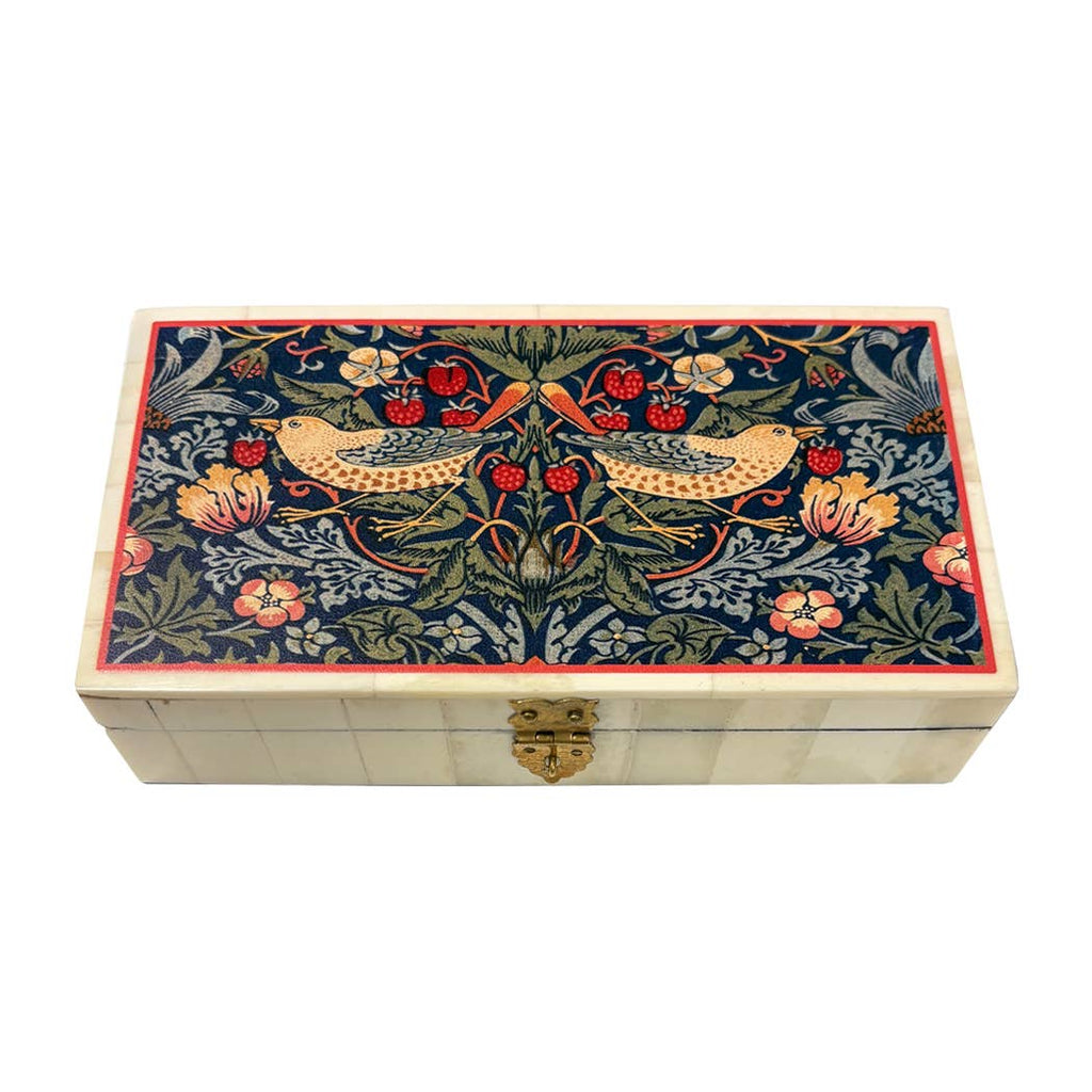 Strawberry Thief Printed Genuine Bone Jewelry Storage Box