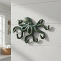 Octopus Wall Hook, Green Bronze Cast Iron for Coats, Keys or Towels, 9.7"