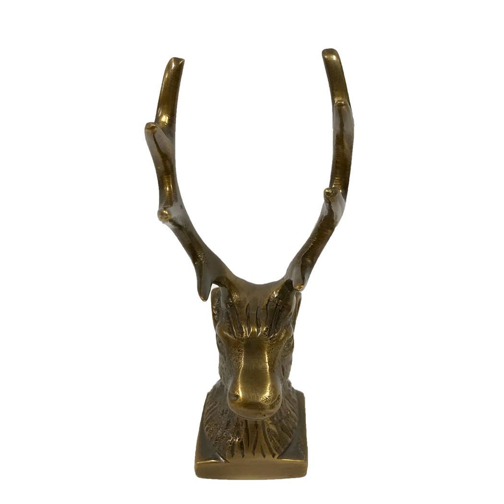 Antiqued Brass Stag Pen Tabletop Holder | Stationary