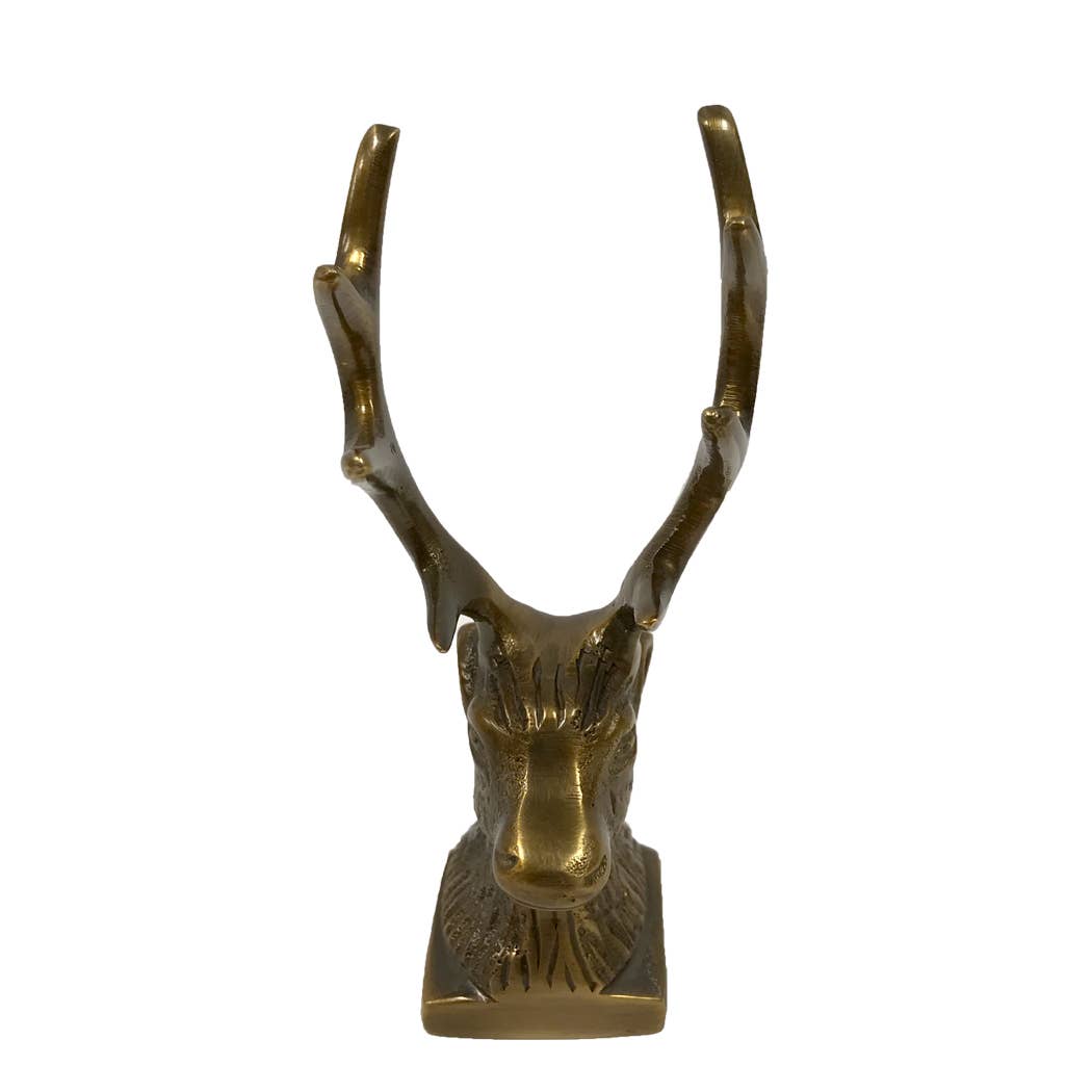 Antiqued Brass Stag Pen Tabletop Holder | Stationary