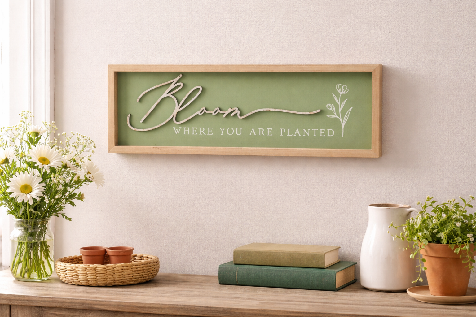 “Bloom Where You Are Planted” Wooden Wall Sign