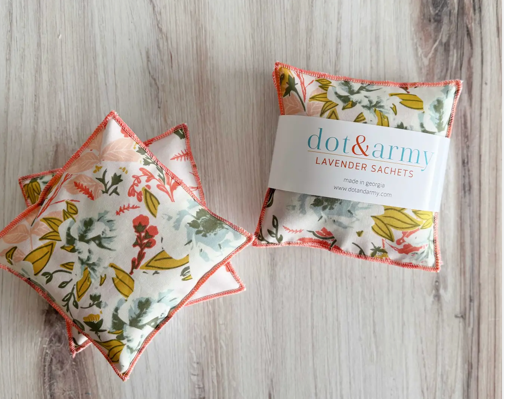 Lavender Sachets- Coral and Blue, set of two