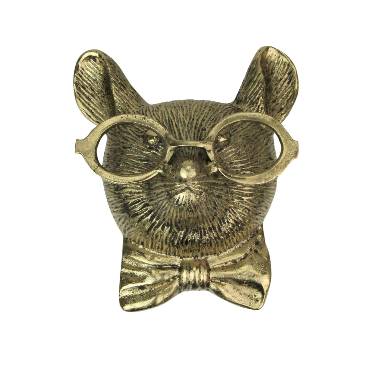 Cast Aluminum Gold Mouse Head Wall Mount with Glasses–8.5"
