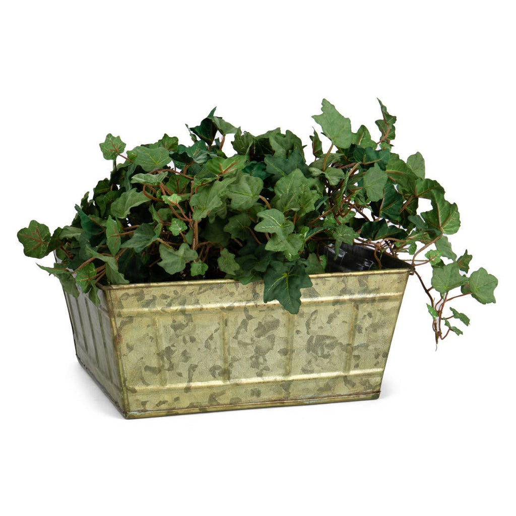 SQ TIN VERDIGRIS PLANTER