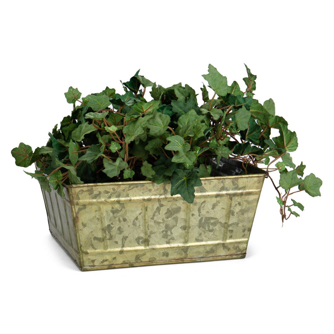 SQ TIN VERDIGRIS PLANTER