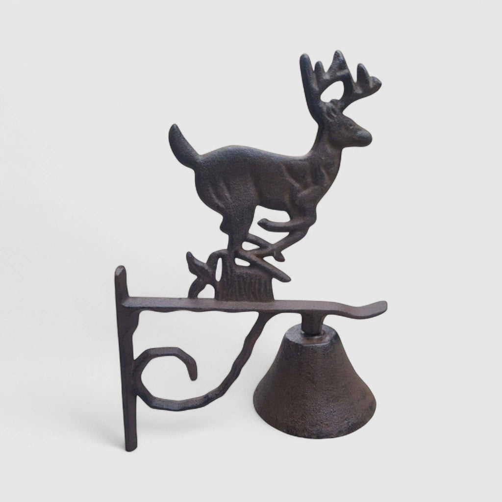 Deer Doorbell, Cast Iron Rustic Woodland Porch Bell and Chime, 11.8"