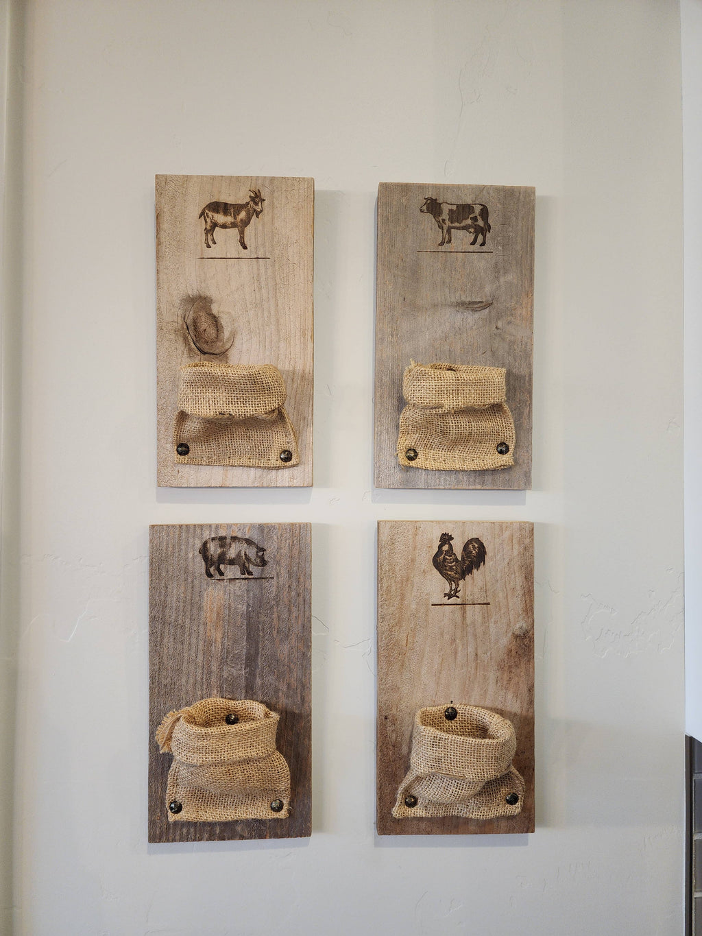 Burlap & Wood Farm Animal Wall Planter (Air Plants Included)