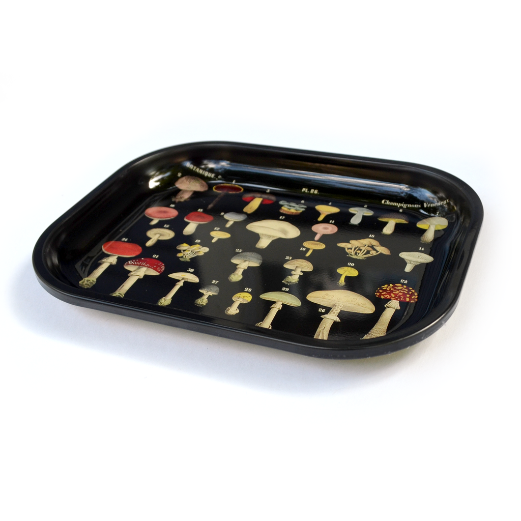 Small Metal Black Mushroom Ritual Tray / Rolling Tray