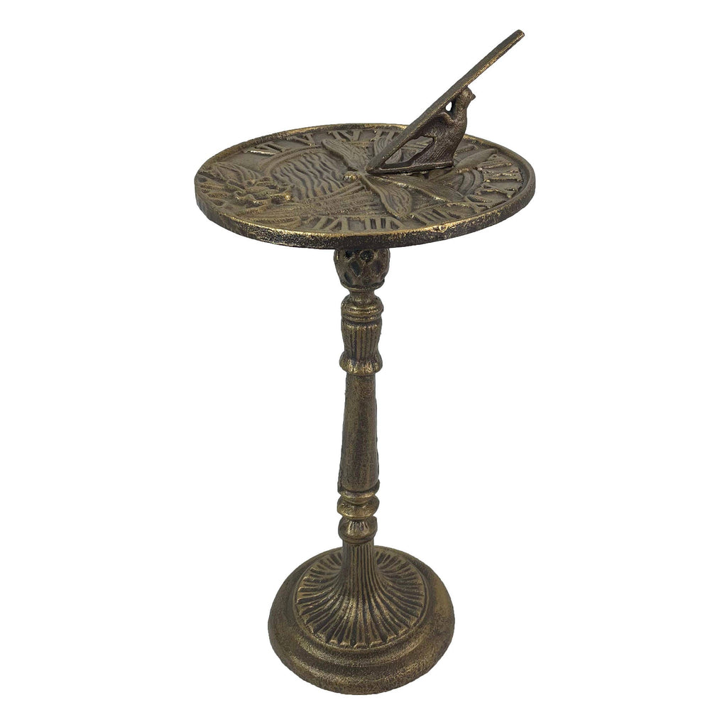 21-Inch Cast Iron Bronze Dragonfly Sundial Garden Décor