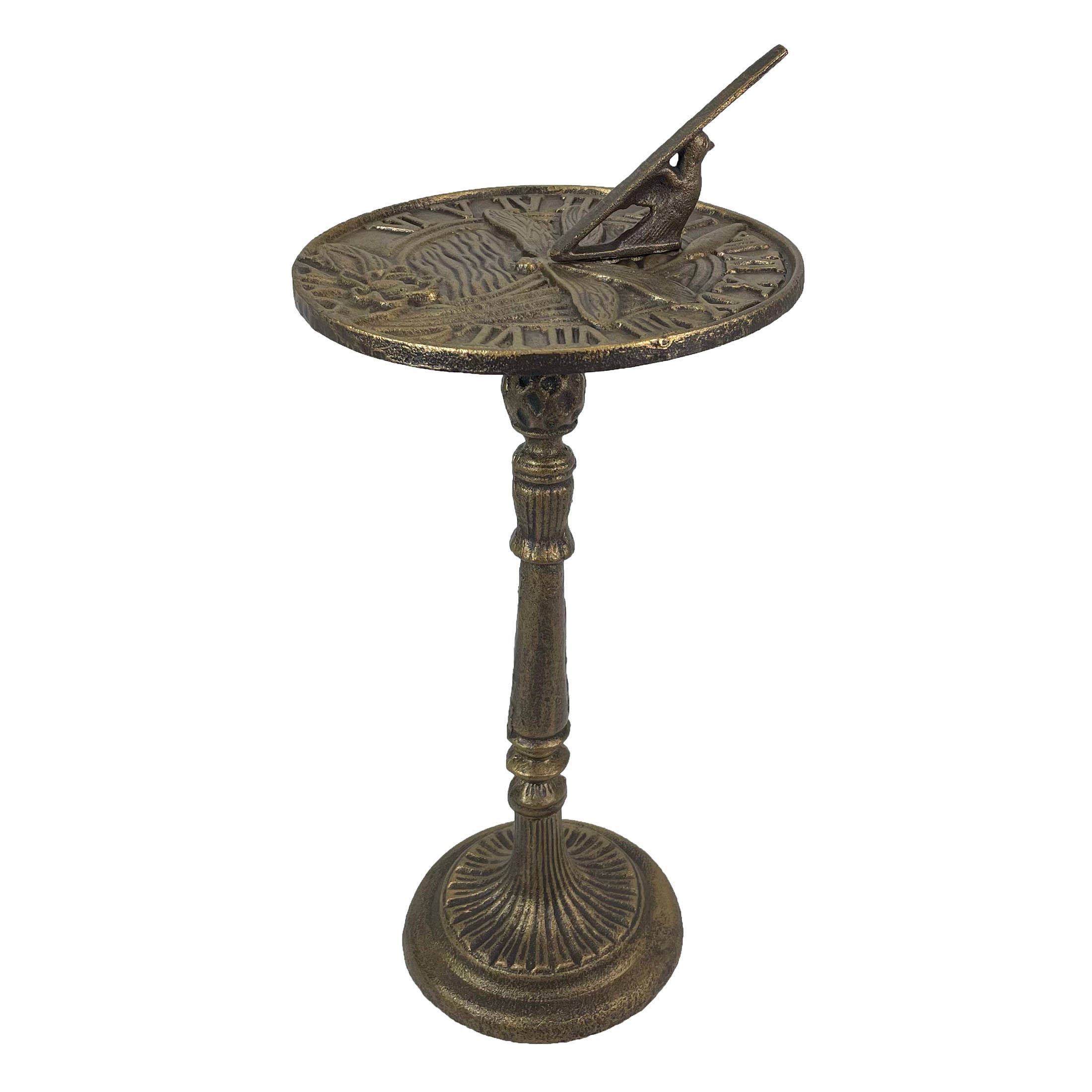 21-Inch Cast Iron Bronze Dragonfly Sundial Garden Décor