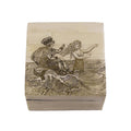 Engraved Mermaid Scrimshaw Decorative Bone Box 3-1/4"