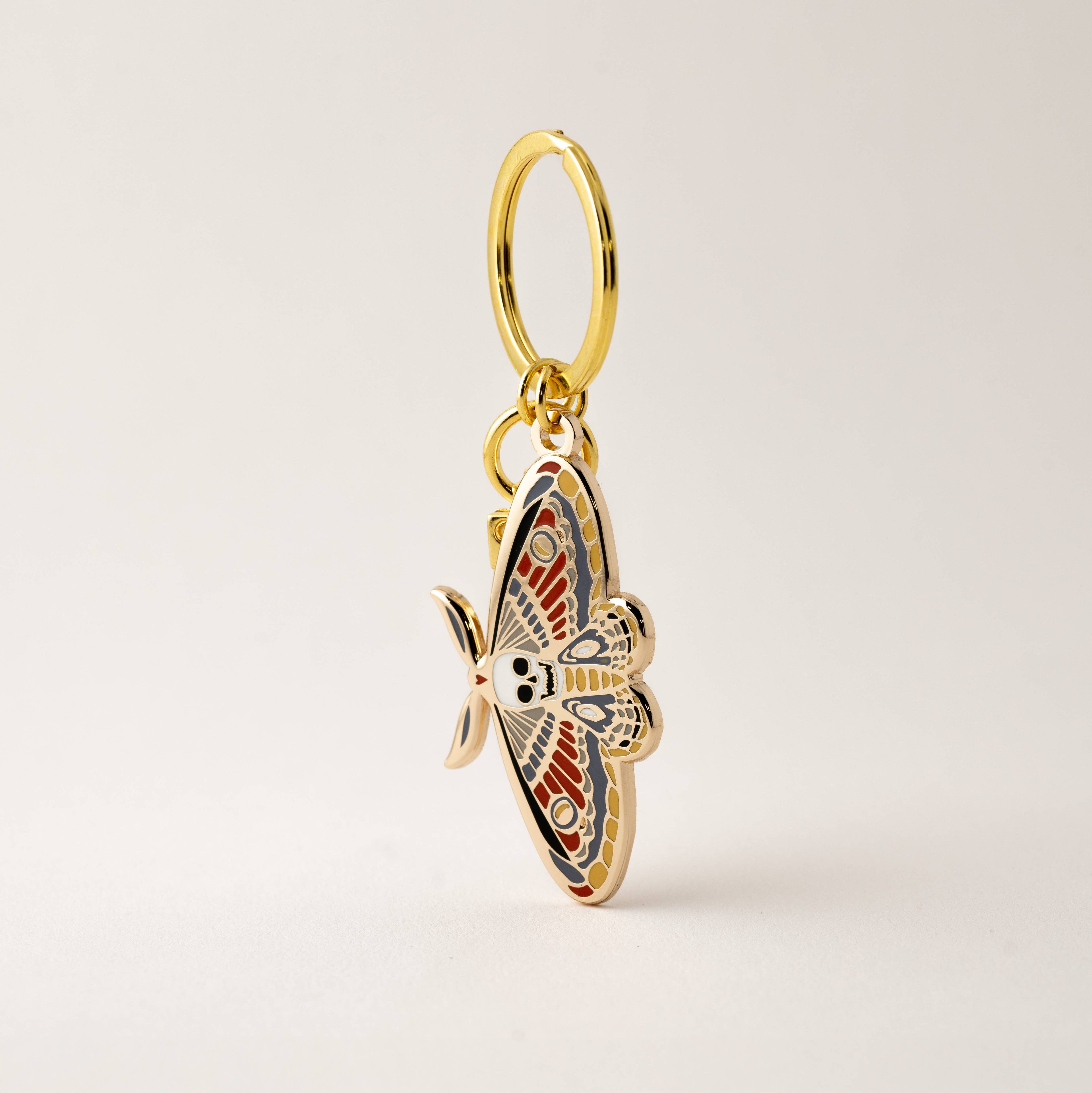 Death’s Head Hawkmoth Keychain Charm,   Spring Goth Gifts