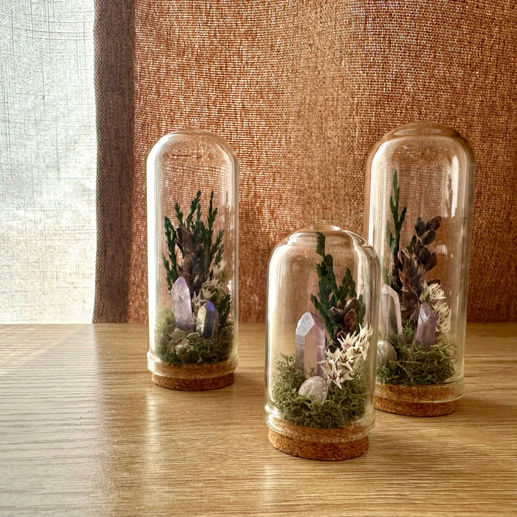 Starlight Crystal Fairy Garden Mini Floral Terrarium Cloche