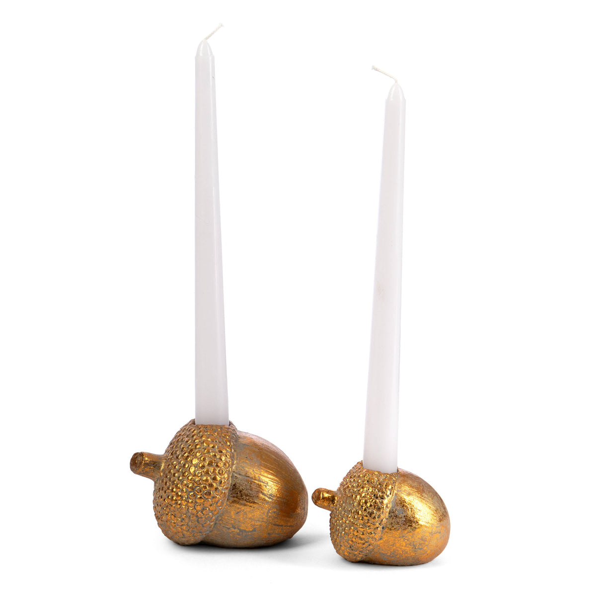 Gold Cement Acorn Candle Holder