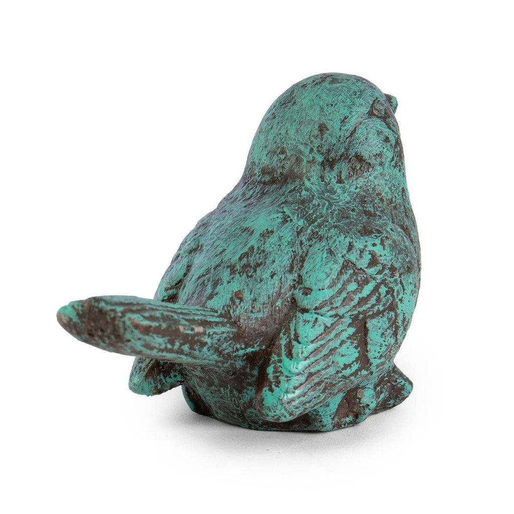 Turquoise Distressed Cement Bird Figurine