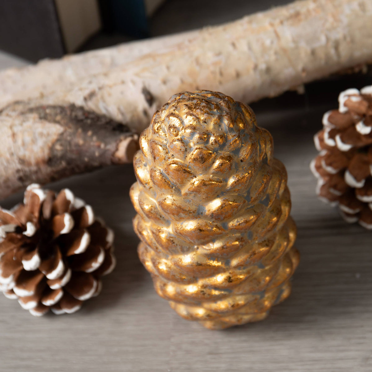 Gold Cement Pinecone Decor