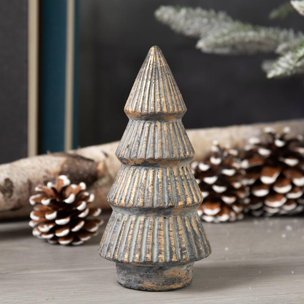Weathered Gold Cement Christmas Tree Decor