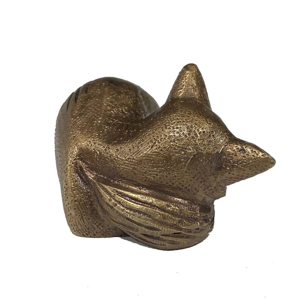 Antiqued Brass Sleeping Fox Tabletop Decor | Home Accents