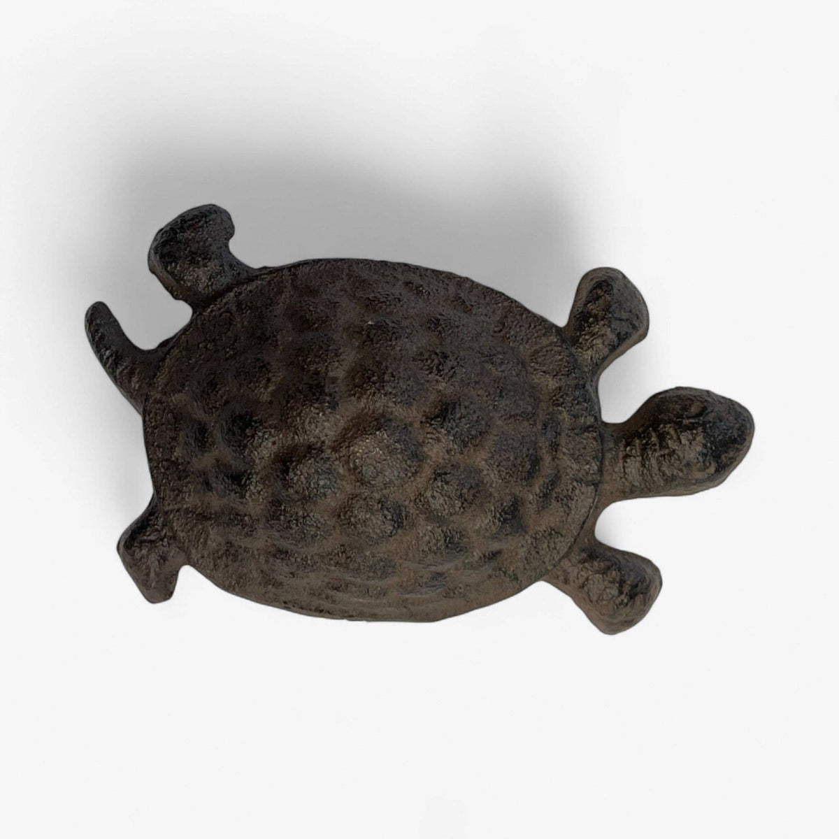 Turtle Garden Statue, Cast Iron, Rustic Outdoor Figurine, 5"