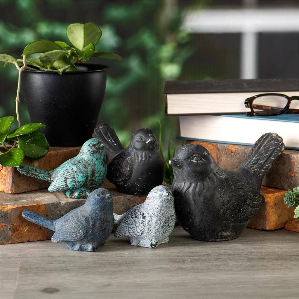 Turquoise Distressed Cement Bird Figurine